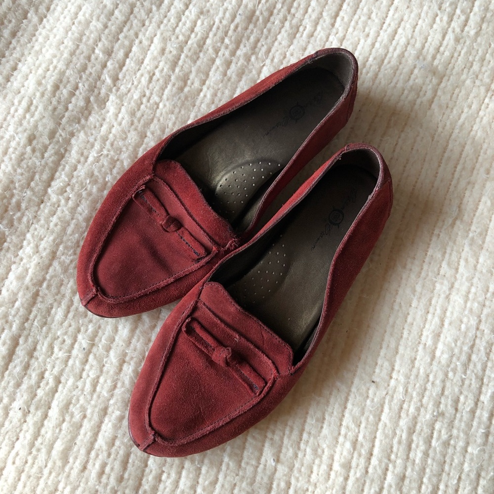 Born red suede loafers